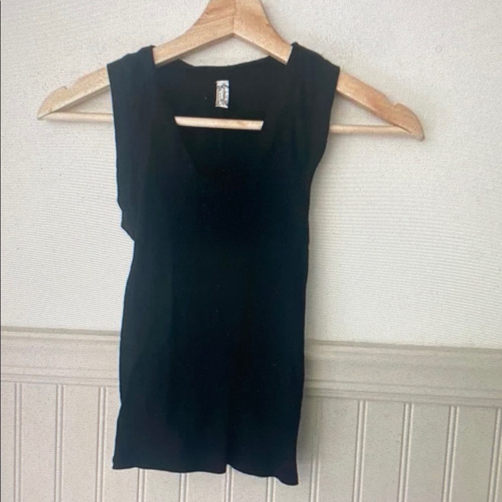 Free People Black Square-Neck Ribbed Tank